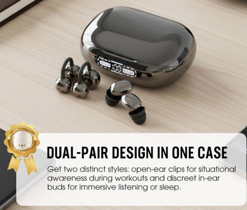 Bluetooth 6.0 Clip-On & In-Ear Wireless Earbuds
