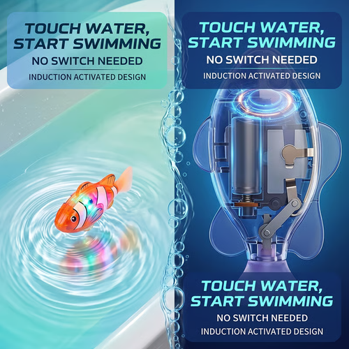 4Pcs Induction Activated | LED Light Up | Auto-Swimming Bath Toy