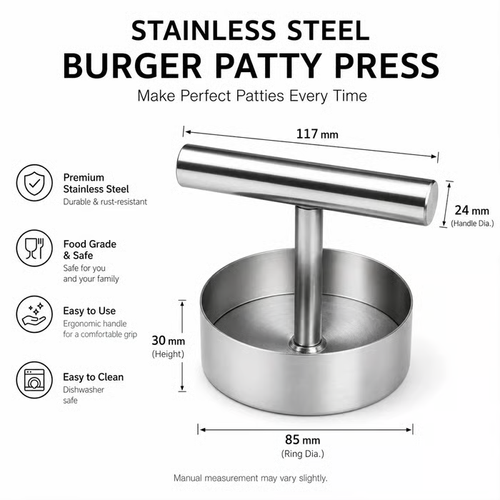 Stainless Steel Burger Press - Nonstick Burger Patty Maker Mold 🍔