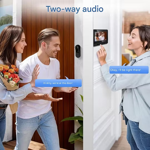 Wireless doorbell with camera and video screen, intercom camera doorbell