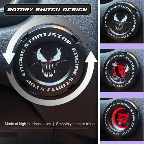 Engine Start Stop Button Cover Alloy Material-Ignition Switch Rotary Protection Cover