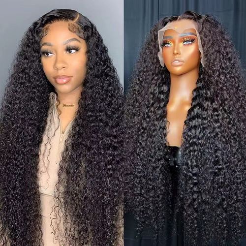 Fashion Women's Corn Perm Black Long Curly Hair Wig Front Lace Wig Head Covers
