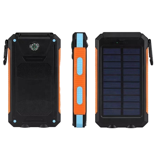 10000 mAh Dual USB Waterproof Solar Power Bank Mobile Power Holder Type-C DC Input Li-Polymer Battery Overcharging