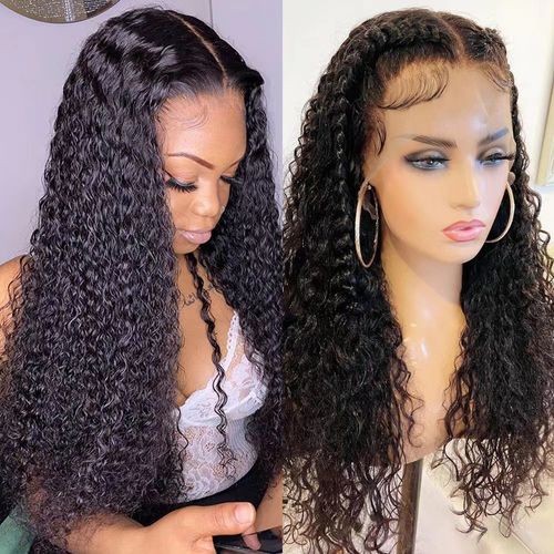 Fashion Women's Corn Perm Black Long Curly Hair Wig Front Lace Wig Head Covers