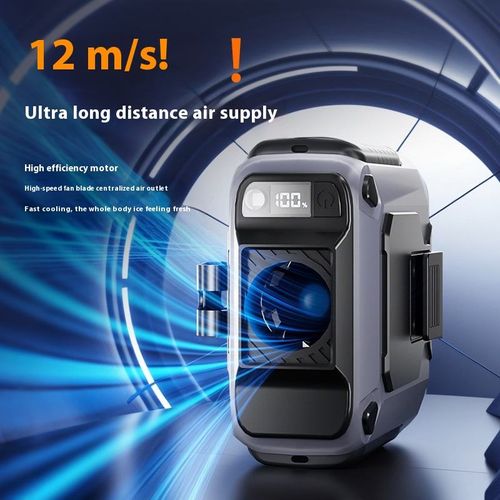 2025 new upgraded outdoor portable waist fan hanging neck fan 5 strong wind power with light-emitting diode lighting