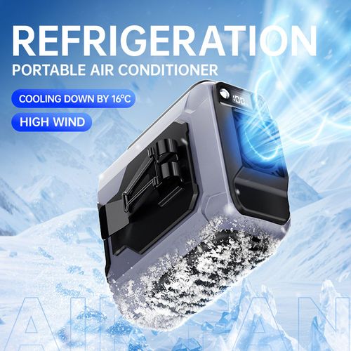 2025 new upgraded outdoor portable waist fan hanging neck fan 5 strong wind power with light-emitting diode lighting
