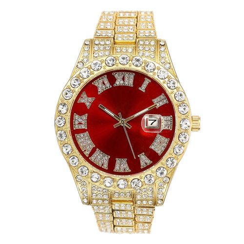 Hot new men's calendar quartz watch diamond dial cheap rhinestone business men's quartz watch