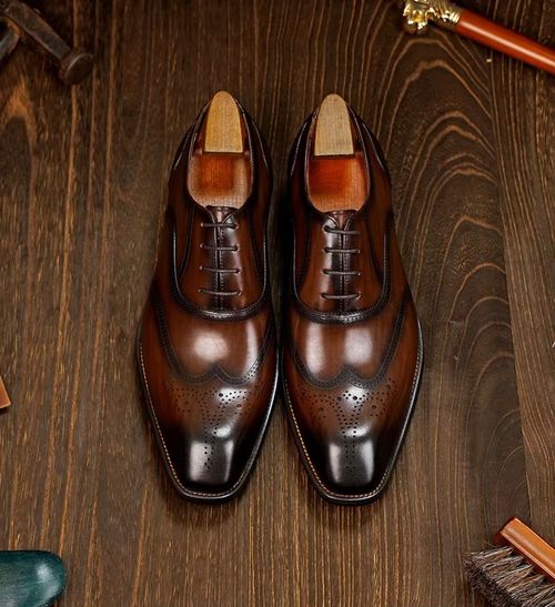 Pure handmade customized  business shoes men's formal casual shoes lace-up leather versatile fashion commuter shoes