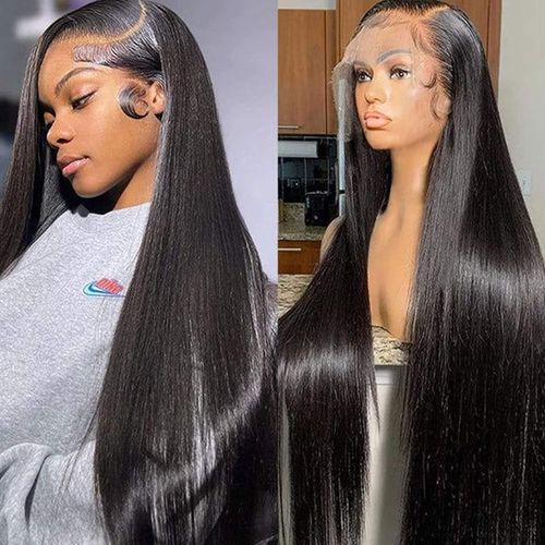 New Europe and the United States fashion natural wig center parting long straight hair before lace wig full headgear