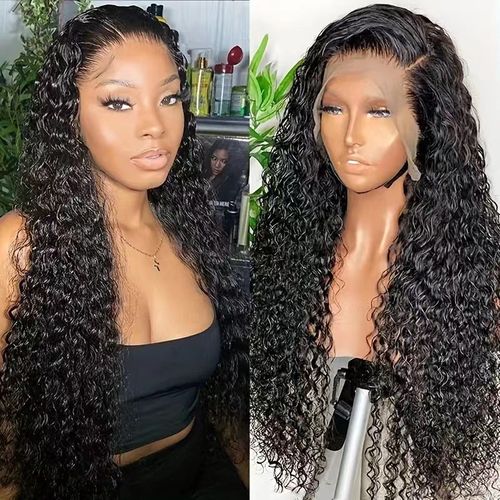Fashion Women's Corn Perm Black Long Curly Hair Wig Front Lace Wig Head Covers