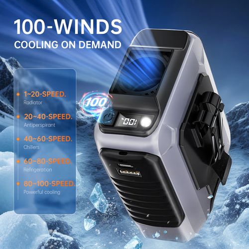 2025 new upgraded outdoor portable waist fan hanging neck fan 5 strong wind power with light-emitting diode lighting