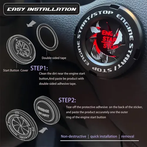 Engine Start Stop Button Cover Alloy Material-Ignition Switch Rotary Protection Cover