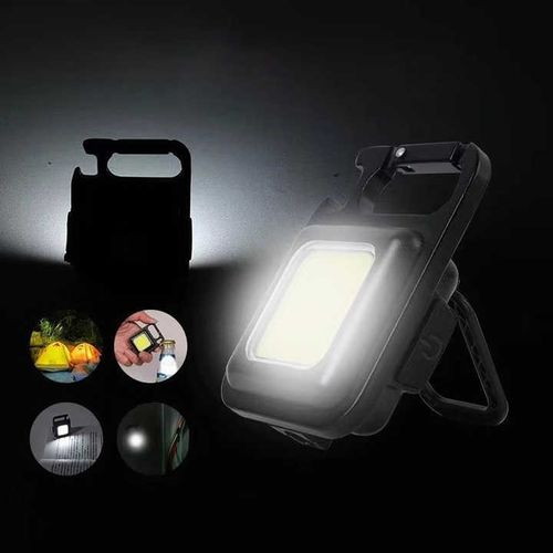 Portable keychain mini multifunctional light-emitting diode flashlight u disk rechargeable COB pocket clip lantern waterproof ABS