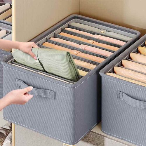 Foldable Jeans Drawer Organizer 7 Compartment Jeans Organizer Washable Pants Closet Jeans Organizer