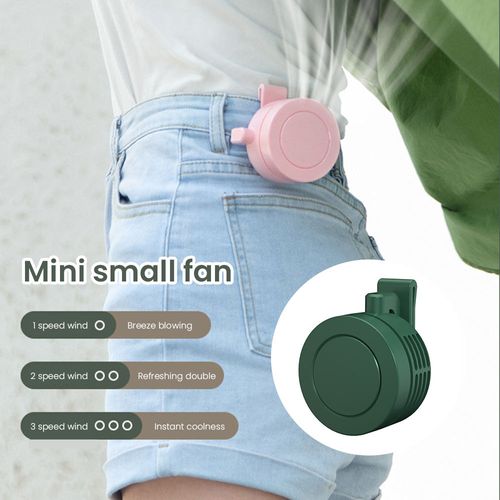 Mini Cyclone Portable Snap Button Rechargeable Fan Waist Clip Mini Cyclone Fan 3 Speed Hands Free Mute Strong Wind