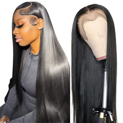 New Europe and the United States fashion natural wig center parting long straight hair before lace wig full headgear