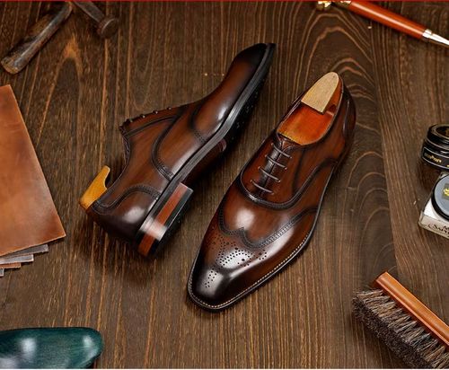 Pure handmade customized  business shoes men's formal casual shoes lace-up leather versatile fashion commuter shoes