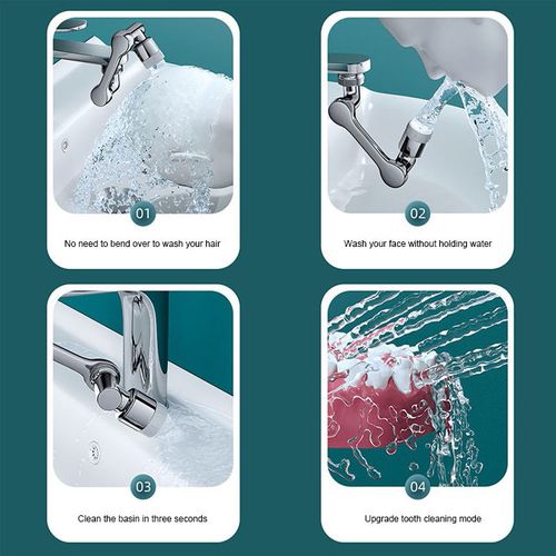 Robotic Arm 1080 Swivel Faucet Splash Proof Nozzle Bubbler Extension Bathroom Kitchen Universal Faucet Extender