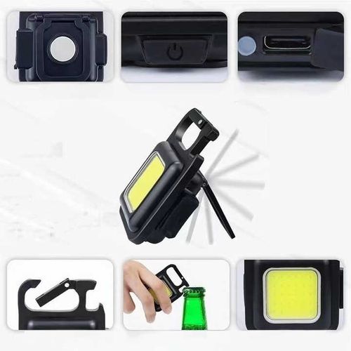 Portable keychain mini multifunctional light-emitting diode flashlight u disk rechargeable COB pocket clip lantern waterproof ABS