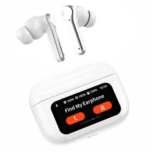 True stereo ANC wireless bluetooth gaming earbuds with LCD color touch screen waterproof noise reduction headset TWS earbuds