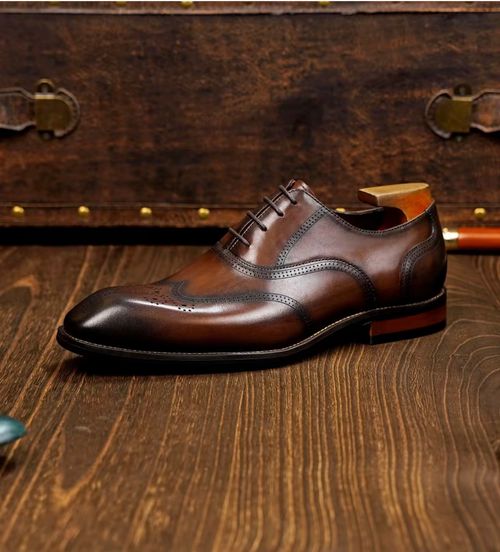 Pure handmade customized  business shoes men's formal casual shoes lace-up leather versatile fashion commuter shoes