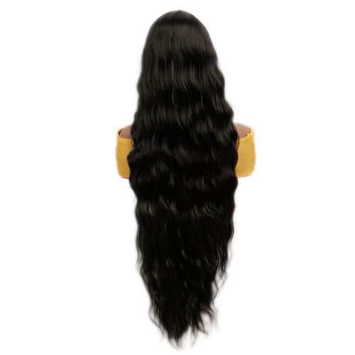Hot sale 32 inches black center parted wig women big wave fashion temperament long curly hair artificial hair
