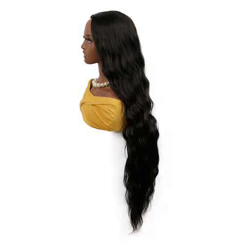 Hot sale 32 inches black center parted wig women big wave fashion temperament long curly hair artificial hair
