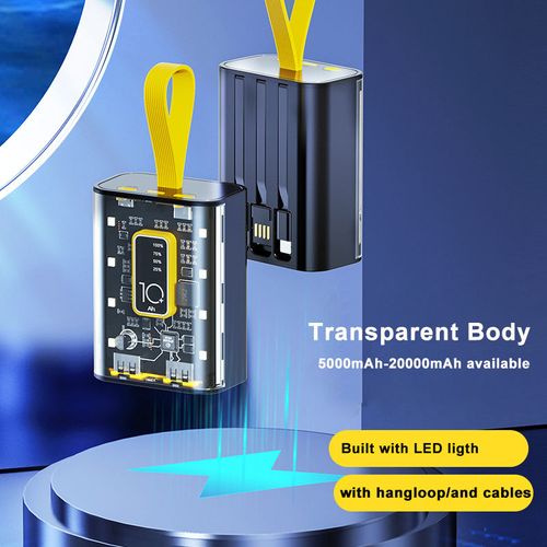 New Arrival 10000 mAh Transparent Portable Power Bank Station Power Bank 10000 mAh