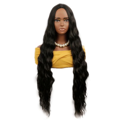 Hot sale 32 inches black center parted wig women big wave fashion temperament long curly hair artificial hair