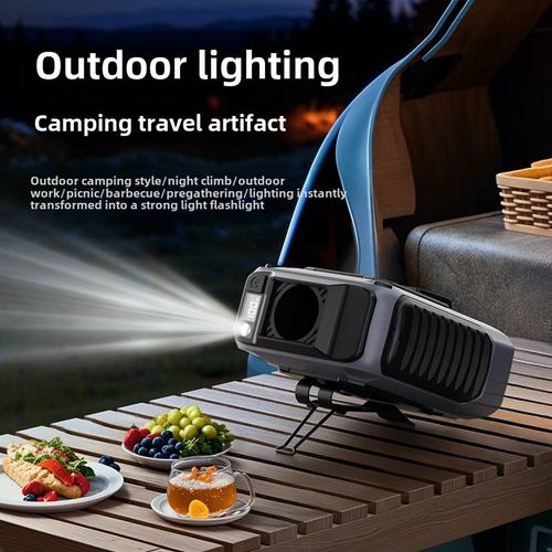 2025 new upgraded outdoor portable waist fan hanging neck fan 5 strong wind power with light-emitting diode lighting