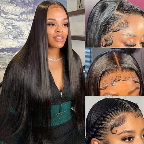 New Europe and the United States fashion natural wig center parting long straight hair before lace wig full headgear