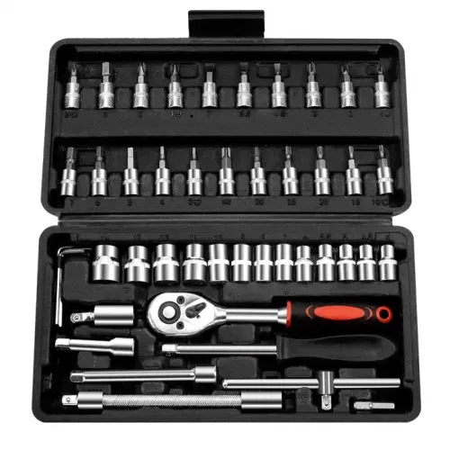46pcs auto repair tool kit combo ratchet torque wrench metalworking wrench set auto repair machine tools  machine tools