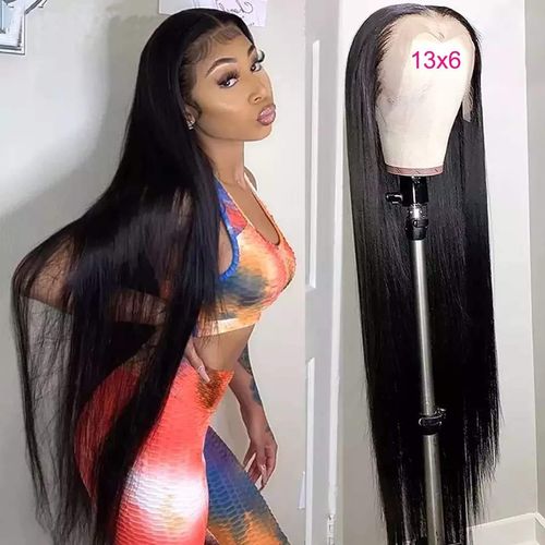 New Europe and the United States fashion natural wig center parting long straight hair before lace wig full headgear