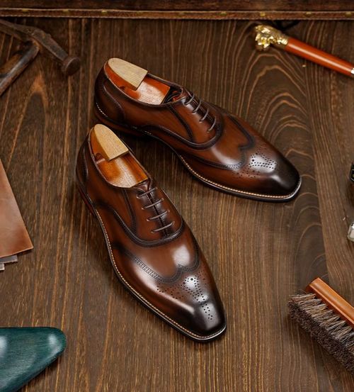 Pure handmade customized  business shoes men's formal casual shoes lace-up leather versatile fashion commuter shoes