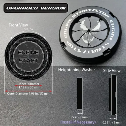 Engine Start Stop Button Cover Alloy Material-Ignition Switch Rotary Protection Cover