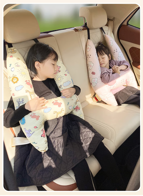 Travel Pillow Car Pillow for Kids 6 Years Old+ Kid Car Sleeping for The Back Seat of Car Seat Belt Adjuster Neck Shoulder Support on Road Trips Cartoon Anime Gift Ideas