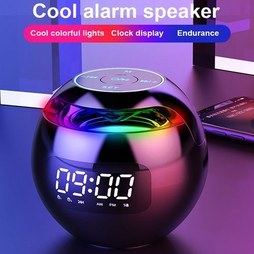 Mini Bluetooth Speaker with LED Display Alarm Clock - 5W - Black
