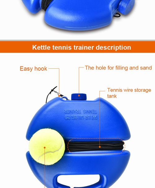 Tennis trainer, including a tennis base and rope set