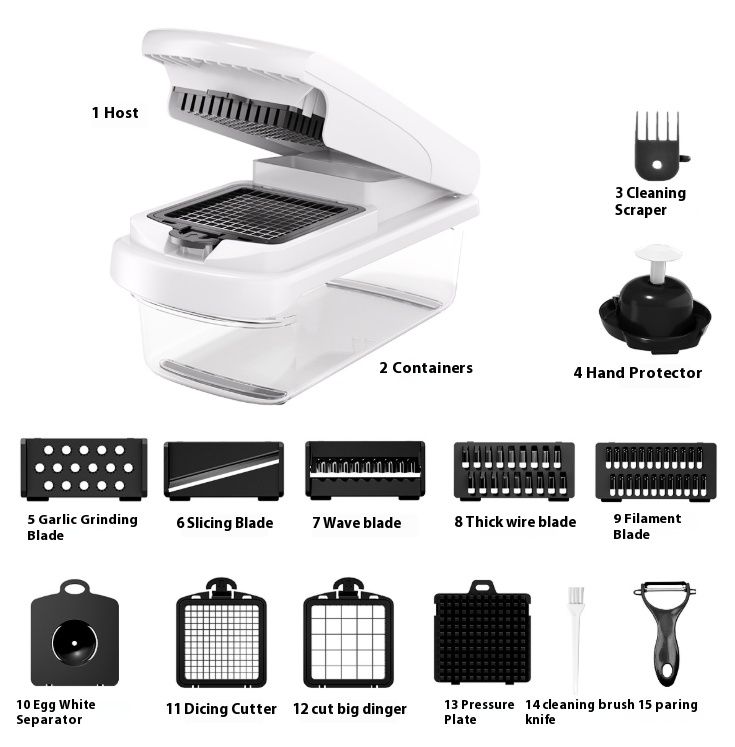 14 in 1 Multi-functional Vegetable Slicer and Chopper Dicer with Container