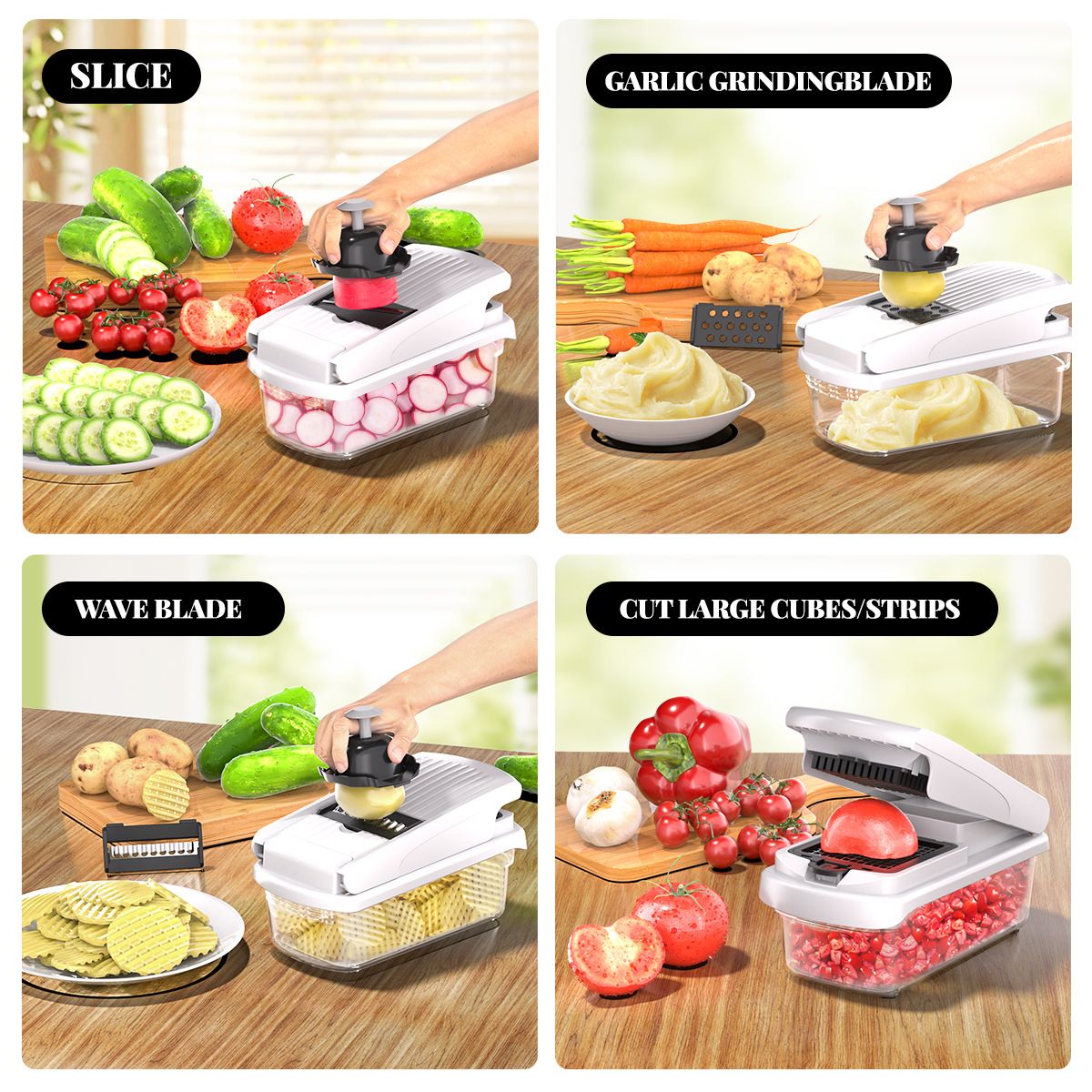 14 in 1 Multi-functional Vegetable Slicer and Chopper Dicer with Container