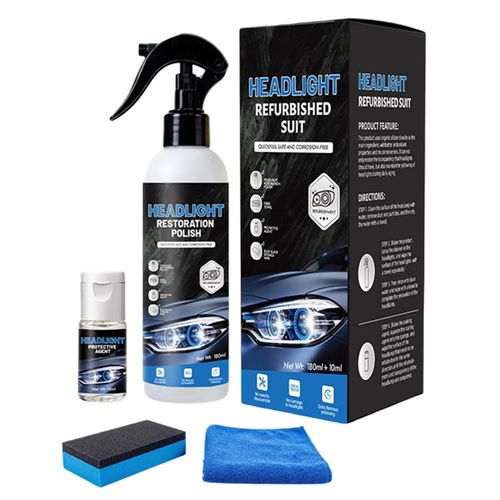Automotive Headlight Restoration Kit, Headlight Cleaner & Restoration Polish for Oxidized and Yellowed Headlights, Enhanced Crystallization Coating for Maximum Gloss, Shine & Clarity