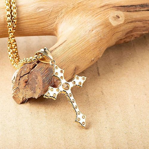 Gold Plated Zircon Cross Pendant