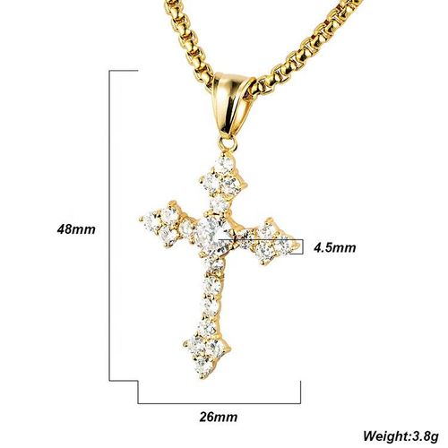 Gold Plated Zircon Cross Pendant