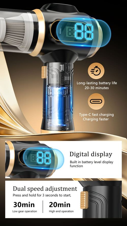 🔥 120,000 RPM + 5000Pa! The Car Vacuum That Shows You Exactly How Much Battery Is Left!Two 1500 mAh batteries.