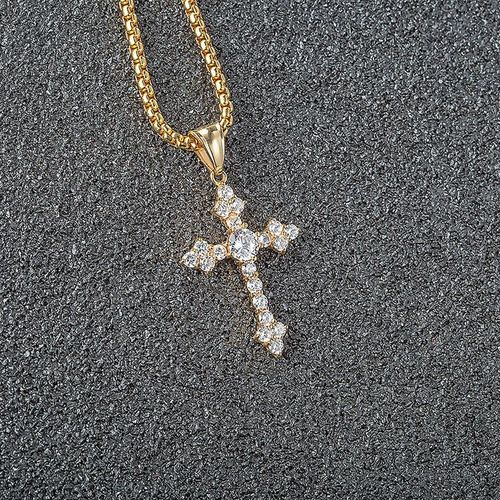Gold Plated Zircon Cross Pendant