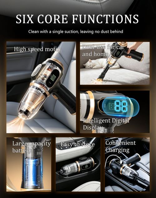 🔥 120,000 RPM + 5000Pa! The Car Vacuum That Shows You Exactly How Much Battery Is Left!Two 1500 mAh batteries.
