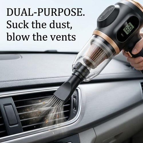 🔥 120,000 RPM + 5000Pa! The Car Vacuum That Shows You Exactly How Much Battery Is Left!Two 1500 mAh batteries.