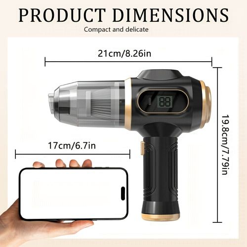 🔥 120,000 RPM + 5000Pa! The Car Vacuum That Shows You Exactly How Much Battery Is Left!Two 1500 mAh batteries.