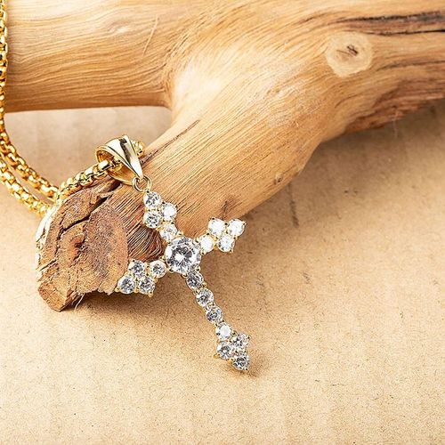 Gold Plated Zircon Cross Pendant