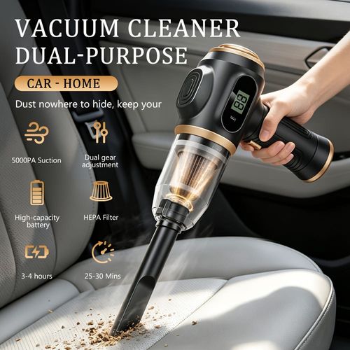 🔥 120,000 RPM + 5000Pa! The Car Vacuum That Shows You Exactly How Much Battery Is Left!Two 1500 mAh batteries.